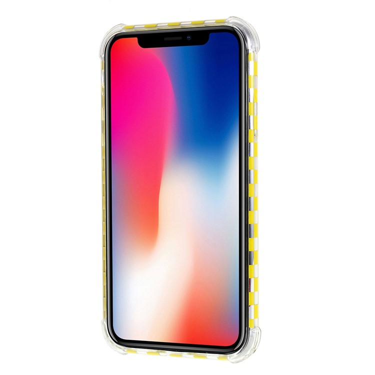 IMD Lattice Pattern Acrylic + TPU Hybrid Protective Phone Case for iPhone XR 6.1 inch - Yellow-3