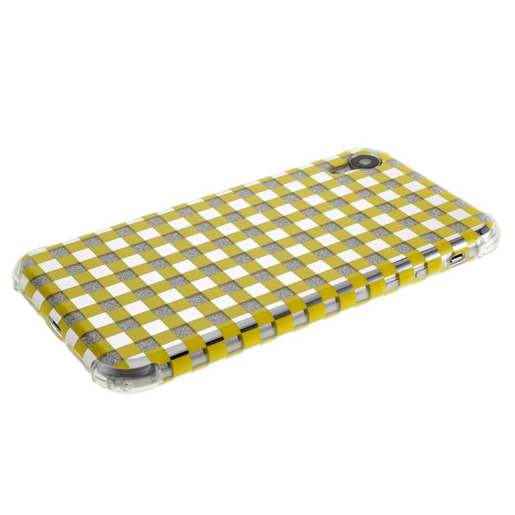 IMD Lattice Pattern Acrylic + TPU Hybrid Protective Phone Case for iPhone XR 6.1 inch - Yellow-4