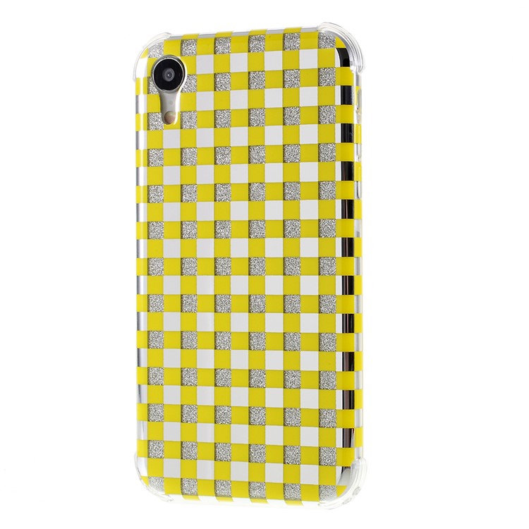 IMD Lattice Pattern Acrylic + TPU Hybrid Protective Phone Case for iPhone XR 6.1 inch - Yellow-6