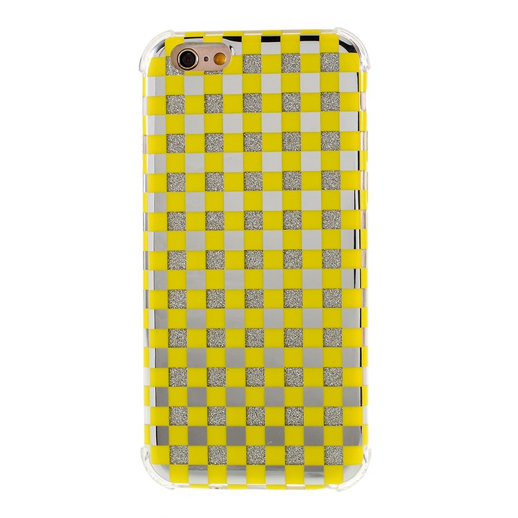 Lattice Texture IMD Acrylic + TPU Hybrid Phone Case Cover for iPhone 6s/6 4.7-inch - Yellow-1