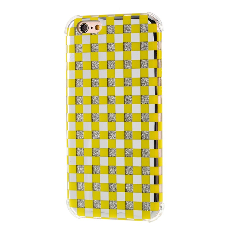 Lattice Texture IMD Acrylic + TPU Hybrid Phone Case Cover for iPhone 6s/6 4.7-inch - Yellow-6
