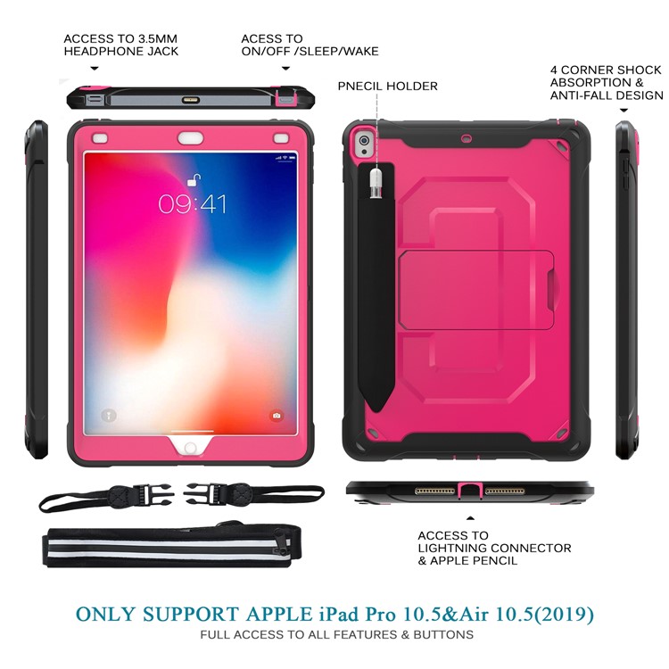 PC + TPU Hybrid Protective Case with Kickstand for iPad Pro 10.5-inch (2019) - Rose-12