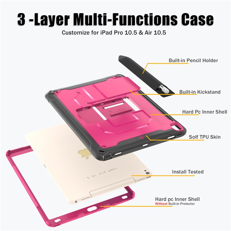 PC + TPU Hybrid Protective Case with Kickstand for iPad Pro 10.5-inch (2019) - Rose-2