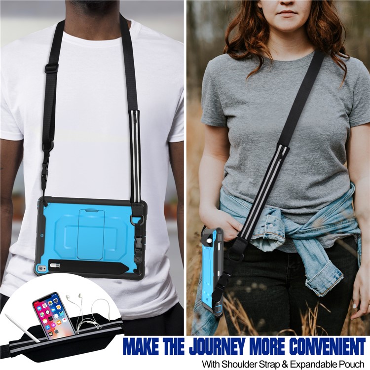 PC + TPU Case with Kickstand and Shoulder Strap for iPad Pro 10.5-inch (2019) - Blue-6