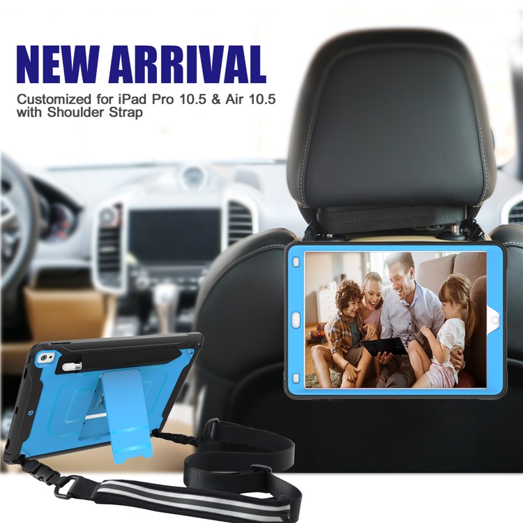 PC + TPU Case with Kickstand and Shoulder Strap for iPad Pro 10.5-inch (2019) - Blue-7