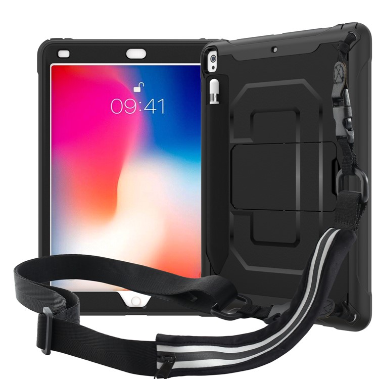 PC + TPU Case with Kickstand and Shoulder Strap for iPad Pro 10.5-inch (2019) - Black-4