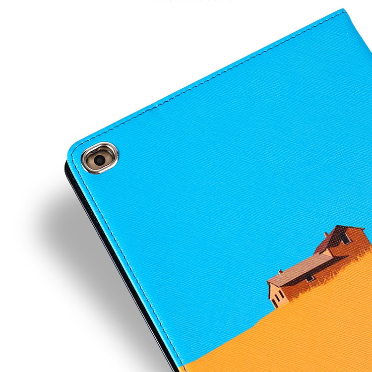 New Two-tone Pattern Printing Leather Tablet Case for iPad 9.7-inch (2018)/(2017) - Dark Yellow/Baby Blue-2