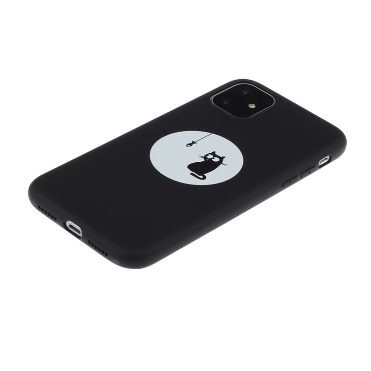 Matte TPU Phone Shell Pattern Printing Back Cover for iPhone 11 Pro 5.8 inch - Cat and Fish-2