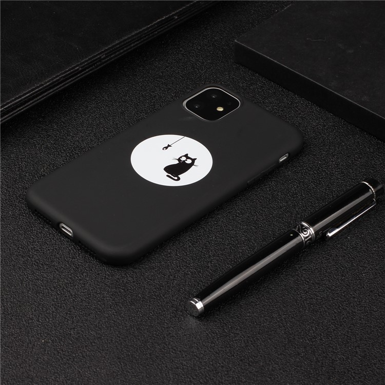 Matte TPU Phone Shell Pattern Printing Back Cover for iPhone 11 Pro 5.8 inch - Cat and Fish-4