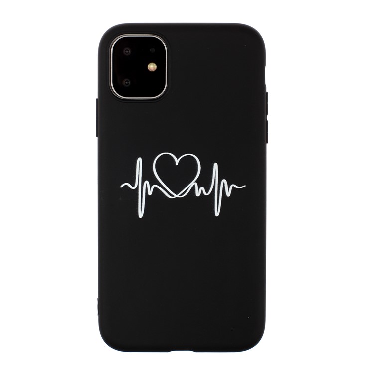 Frosted Printing TPU Protection Phone Shell Covering for iPhone 11 6.1 inch - Heart-1