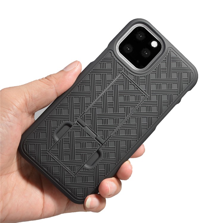 Braided Pattern PC Belt Clip Kickstand Phone Cover for iPhone 11 Pro Max 6.5 inch (2019)-4