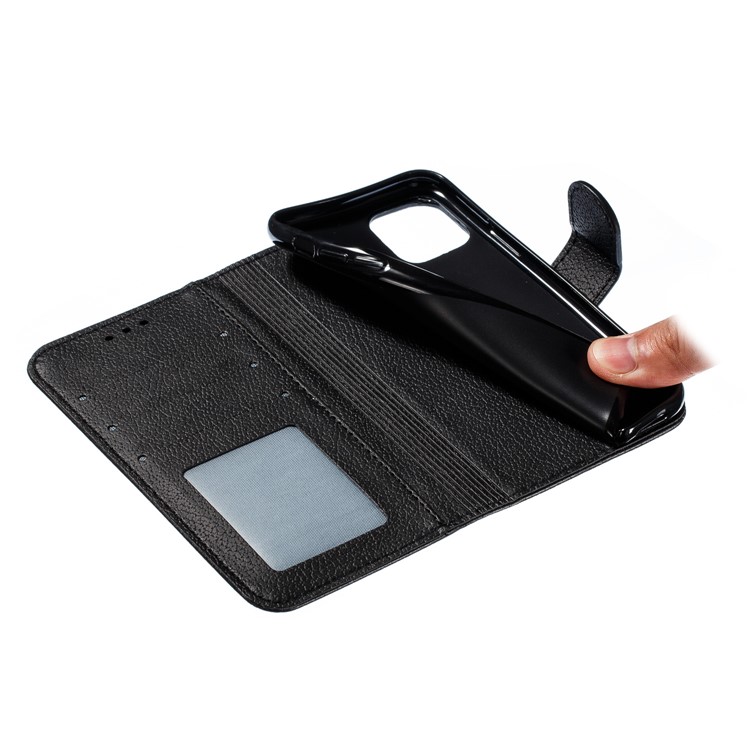 Litchi Texture Imprint Feather Stand Wallet Leather Case for iPhone 11 Pro 5.8 inch - Black-10