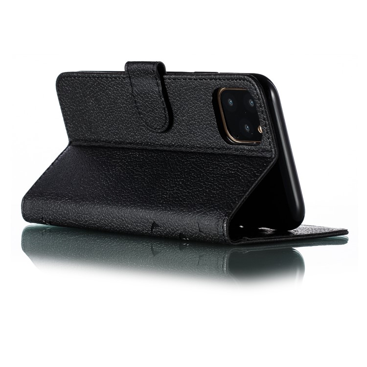Litchi Texture Imprint Feather Stand Wallet Leather Case for iPhone 11 Pro 5.8 inch - Black-7