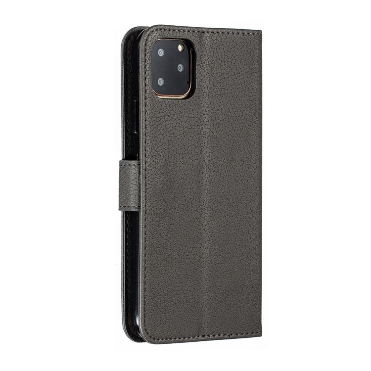Litchi Texture Imprint Feather Stand Wallet Leather Case for iPhone 11 Pro 5.8 inch - Grey-4