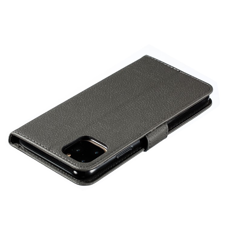 Litchi Texture Imprint Feather Stand Wallet Leather Case for iPhone 11 Pro 5.8 inch - Grey-6