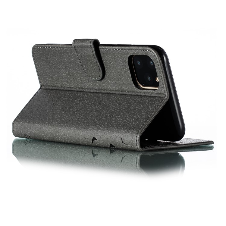 Litchi Texture Imprint Feather Stand Wallet Leather Case for iPhone 11 Pro 5.8 inch - Grey-7
