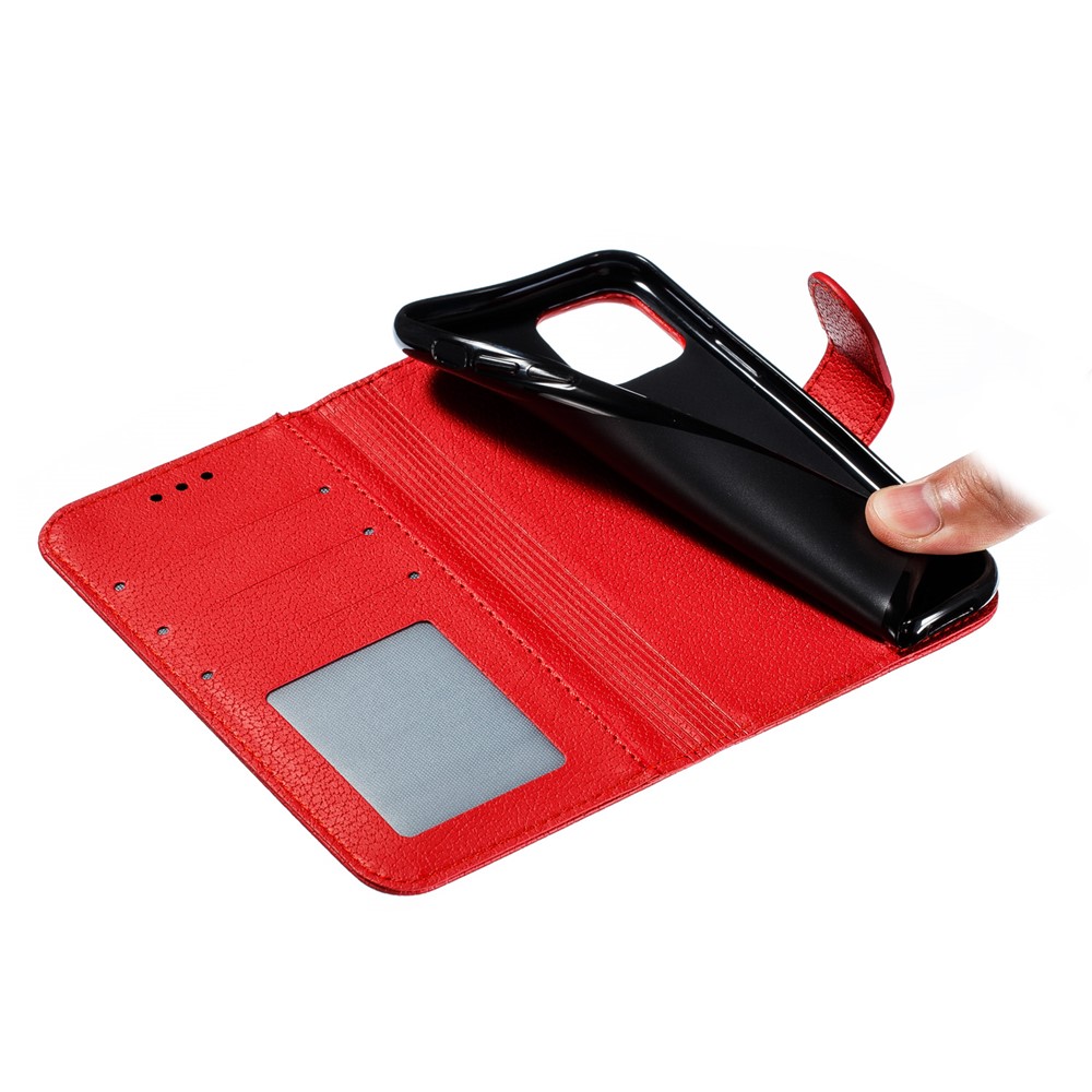 Litchi Texture Impressum Feder-Stand Wallet Ledertasche Für IPhone 11 Pro 5.8 Zoll - Rot-10