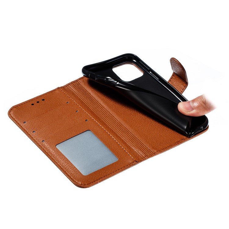 Litchi Texture Imprint Feather Stand Wallet Leather Case for iPhone 11 Pro 5.8 inch - Brown-10