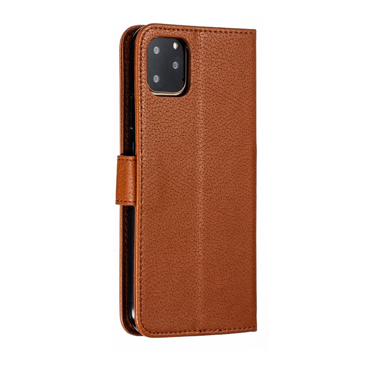Litchi Texture Imprint Feather Stand Wallet Leather Case for iPhone 11 Pro 5.8 inch - Brown-4
