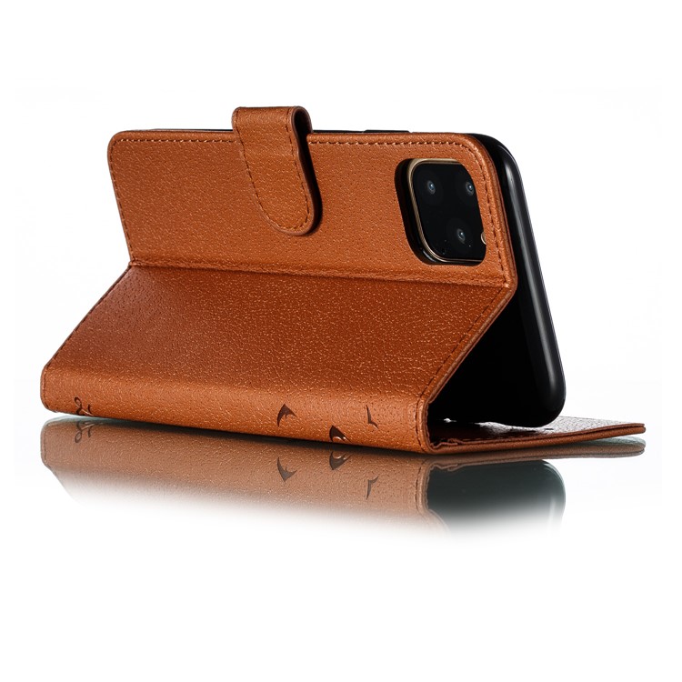 Litchi Texture Imprint Feather Stand Wallet Leather Case for iPhone 11 Pro 5.8 inch - Brown-7