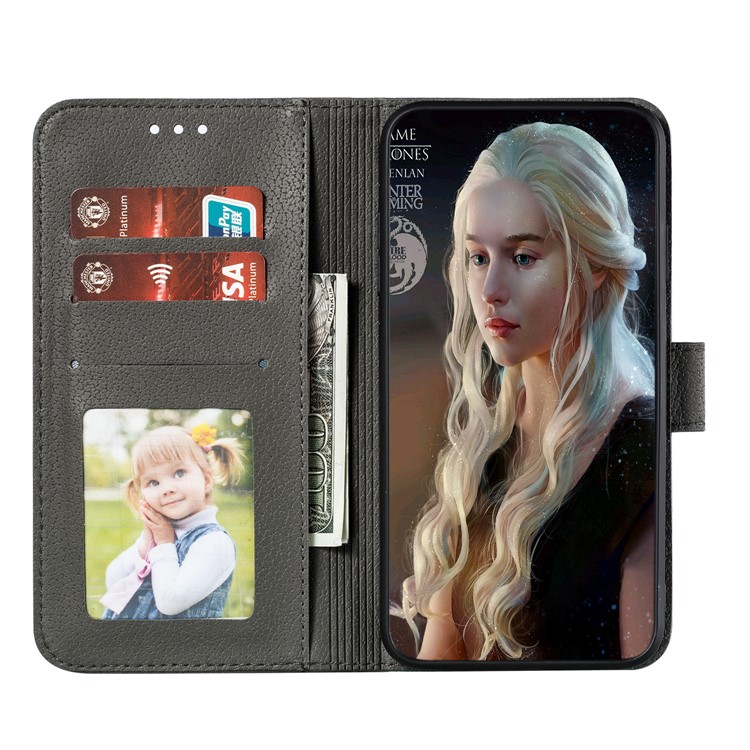 Litchi Texture Imprint Feather Leather Phone Case with Wallet Stand for iPhone 11 6.1 inch - Grey-9