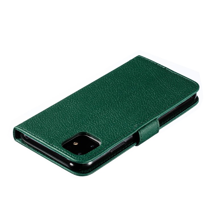 Litchi Texture Imprint Feather Leather Phone Case with Wallet Stand for iPhone 11 6.1 inch - Green-6