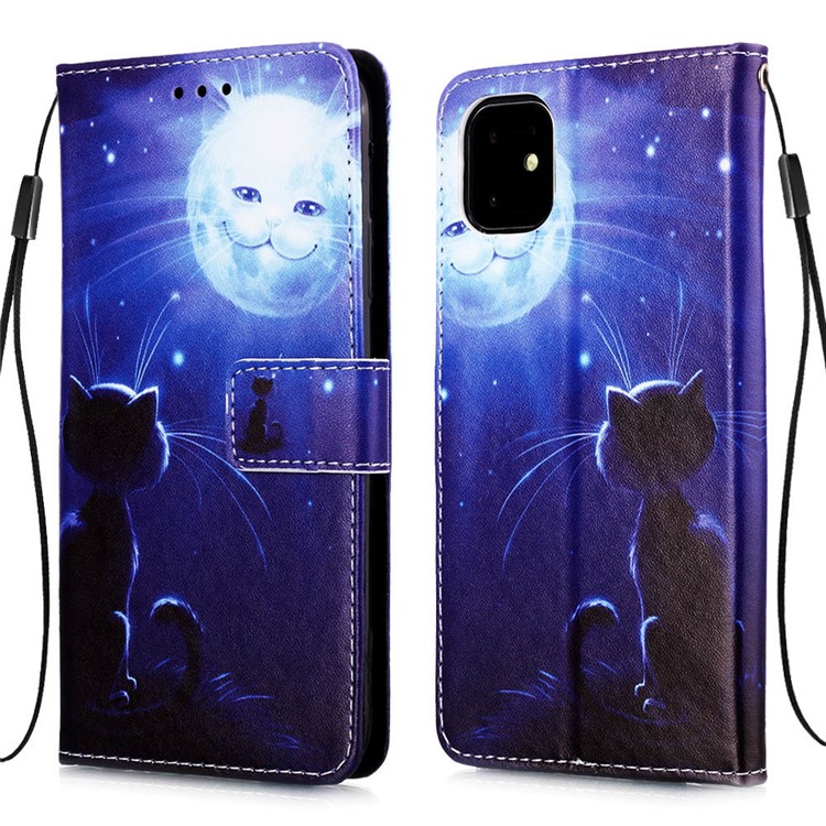 Pattern Printing PU Leather Flip Stand Case for iPhone 11 6.1 inch (2019) - Cat and Moon-3