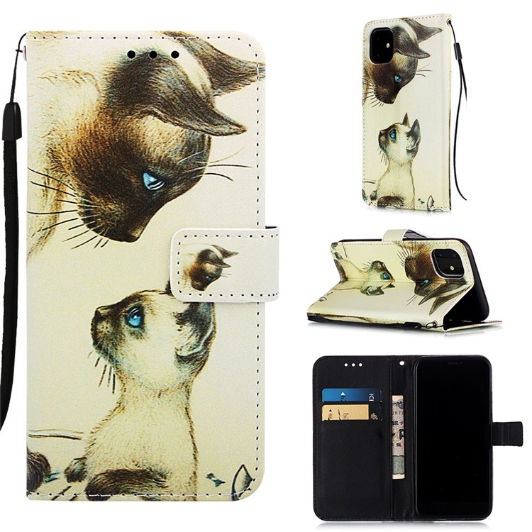 Pattern Printing PU Leather Flip Stand Case for iPhone 11 6.1 inch (2019) - Two Cats-1