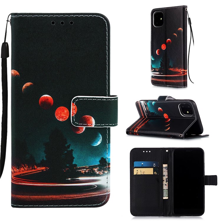 Support D'impression En Cuir PU Cas De Support Flip Pour Iphone 11 6.1 Pouces (2019) - Planètes-1