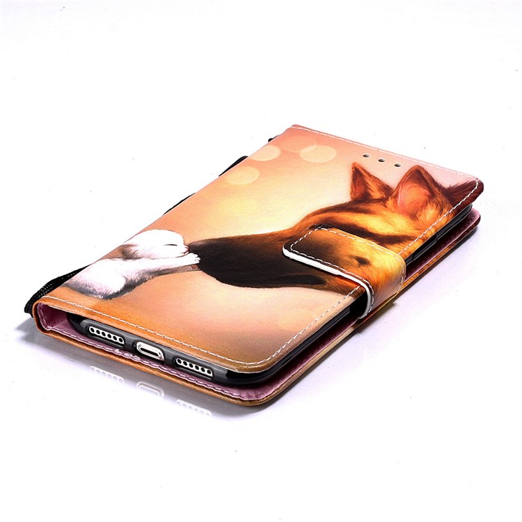 Pattern Printing PU Leather Flip Stand Case for iPhone 11 6.1 inch (2019) - Dog Kissing Cat-5