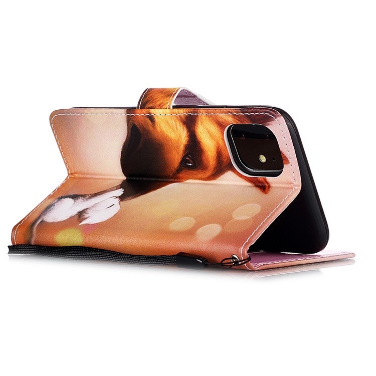 Pattern Printing PU Leather Flip Stand Case for iPhone 11 6.1 inch (2019) - Dog Kissing Cat-7