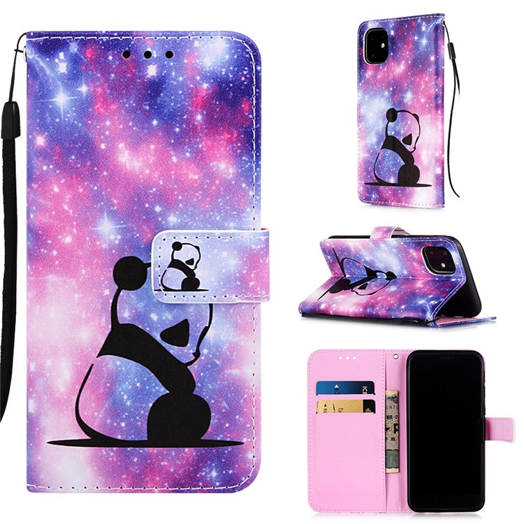 Pattern Printing PU Leather Flip Stand Case for iPhone 11 6.1 inch (2019) - Lonely Panda-1