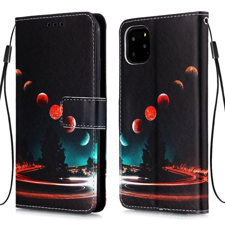 Pattern Printing Leather Wallet Case for iPhone 11 Pro 5.8 inch (2019) - Planet-3