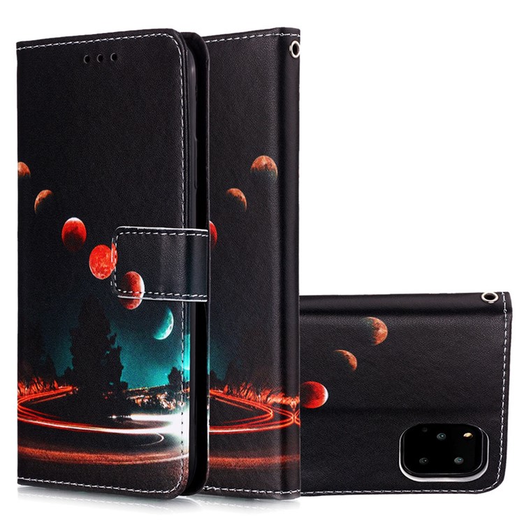 Pattern Printing Leather Wallet Case for iPhone 11 Pro 5.8 inch (2019) - Planet-4