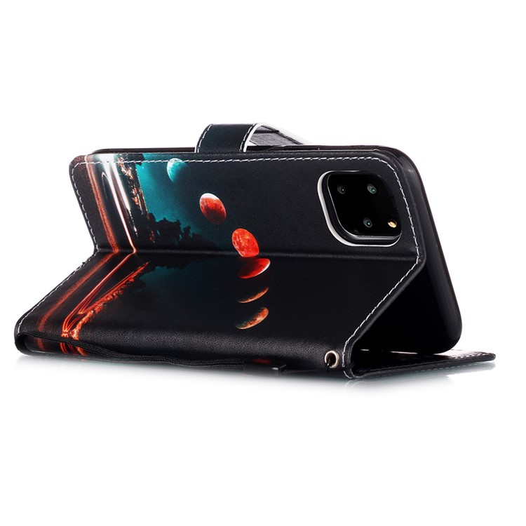 Pattern Printing Leather Wallet Case for iPhone 11 Pro 5.8 inch (2019) - Planet-5