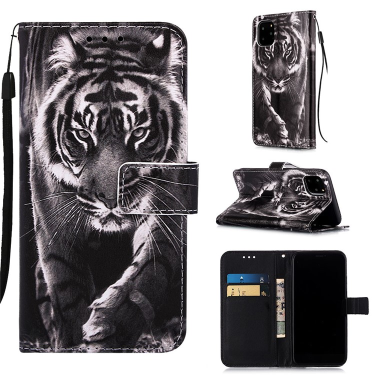 Pattern Printing Leather Wallet Case for iPhone 11 Pro 5.8 inch (2019) - Tiger-1