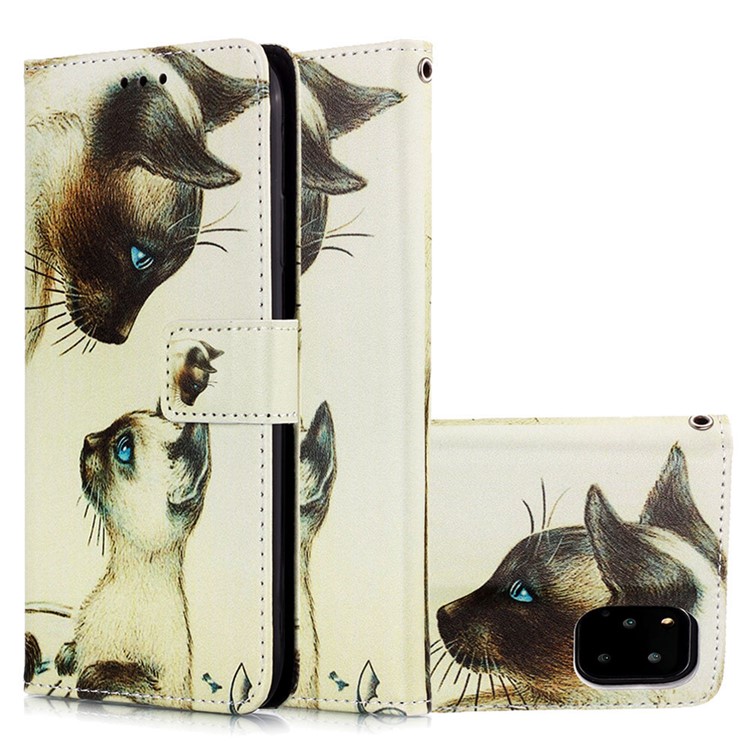 Pattern Printing Leather Wallet Case for iPhone 11 Pro 5.8 inch (2019) - Two Lovely Animals-4