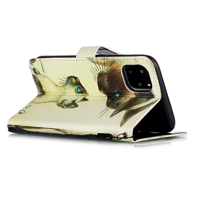 Pattern Printing Leather Wallet Case for iPhone 11 Pro 5.8 inch (2019) - Two Lovely Animals-5