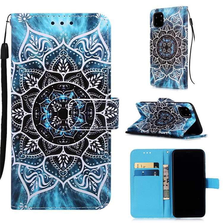 Pattern Printing Leather Wallet Case for iPhone 11 Pro 5.8 inch (2019) - Flower Pattern-1