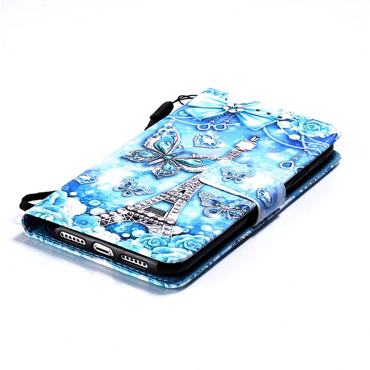 Pattern Printing Leather Wallet Case for iPhone 11 Pro 5.8 inch (2019) - Butterfly and Eiffel Tower-5