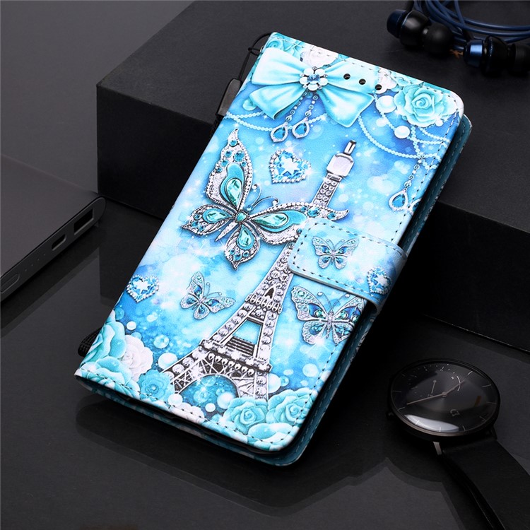 Pattern Printing Leather Wallet Case for iPhone 11 Pro 5.8 inch (2019) - Butterfly and Eiffel Tower-6