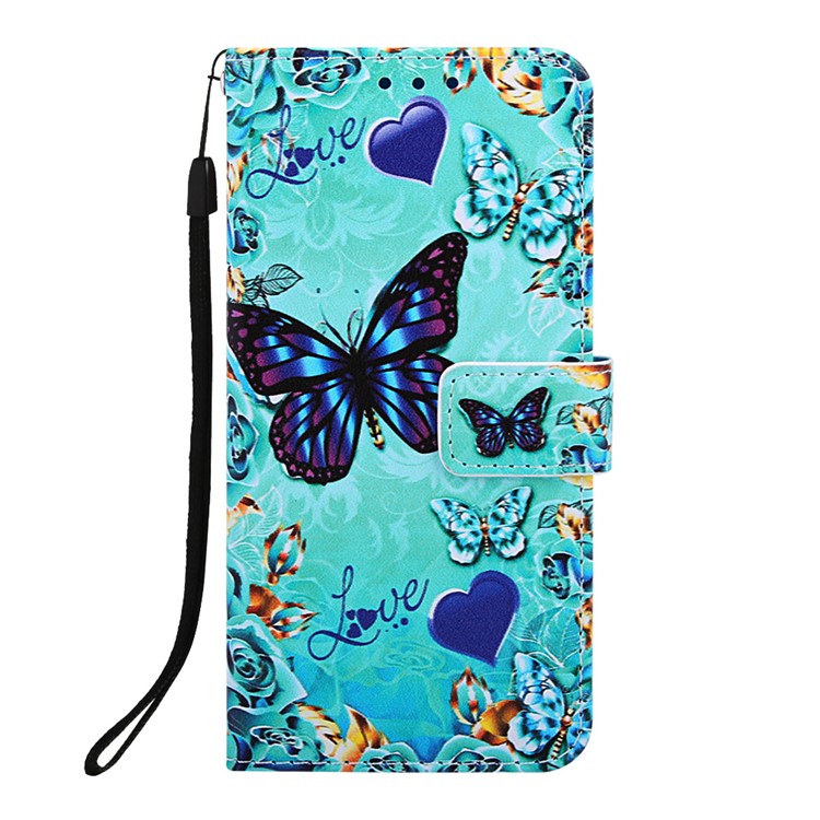 Pattern Printing Leather Wallet Case for iPhone 11 Pro 5.8 inch (2019) - Butterfly and Heart-2