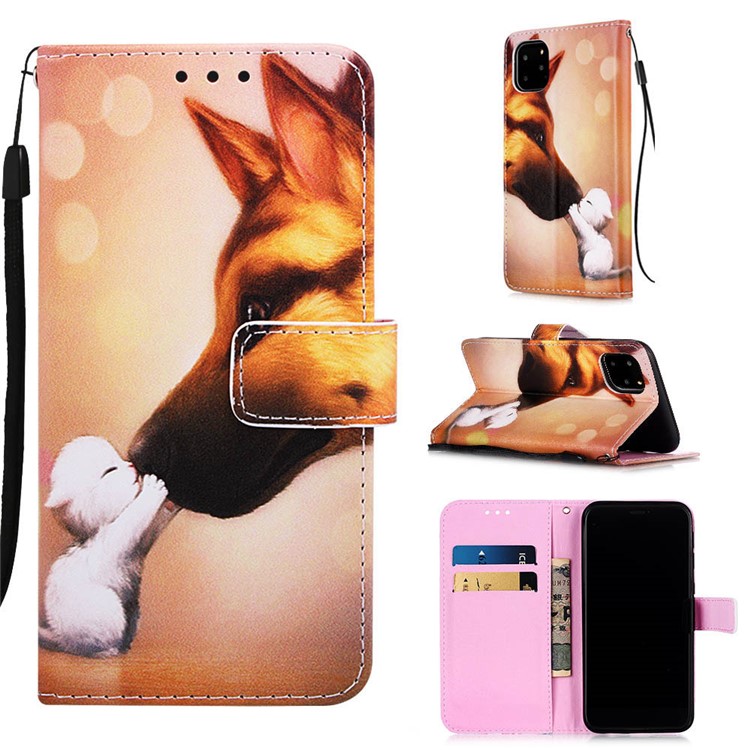 Pattern Printing Leather Wallet Case for iPhone 11 Pro 5.8 inch (2019) - Wolf-1