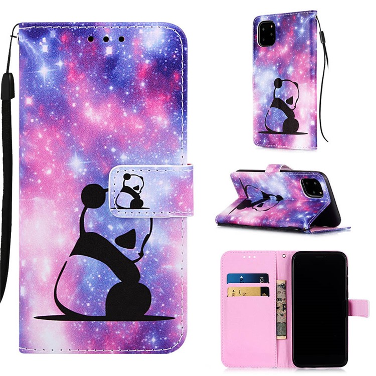 Pattern Printing PU Leather Flip Stand Case for iPhone 11 Pro Max 6.5 inch - Lonely Panda-1