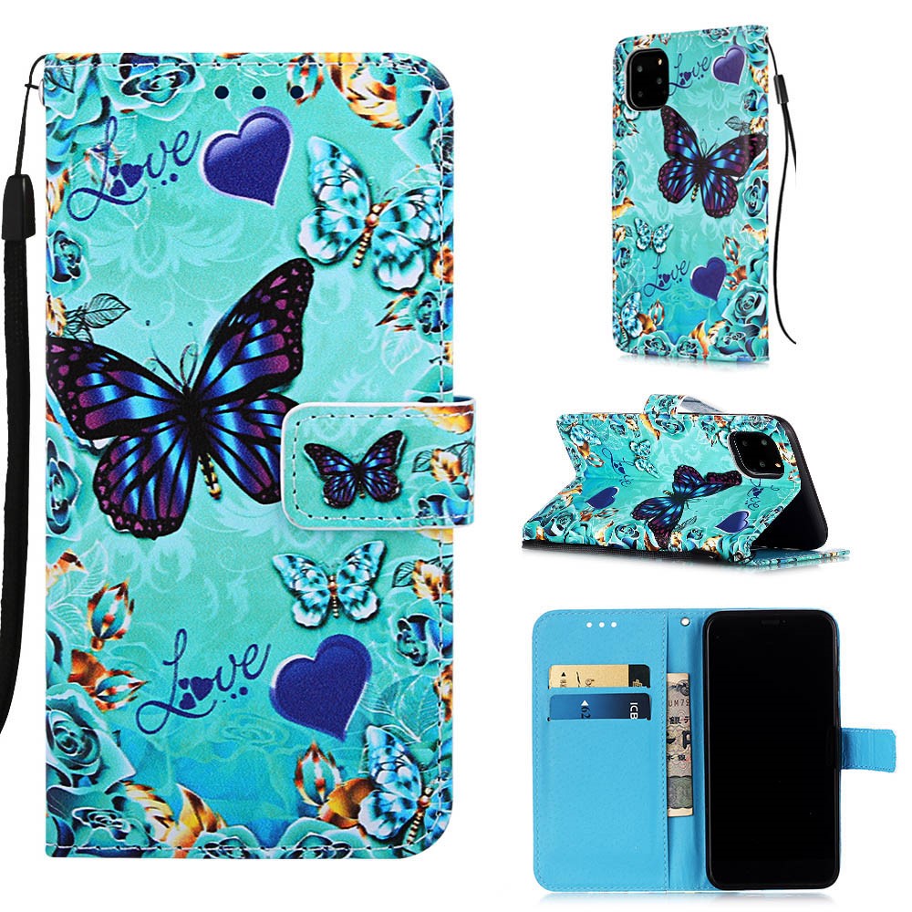Pattern Printing PU Leather Flip Stand Case for iPhone 11 Pro Max 6.5 inch - Butterflies-1