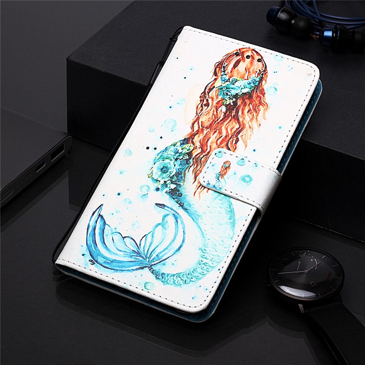 Печатание Картины PU Кожаный Флип Стенд Для Iphone 11 Pro Max 6,5 Дюймов - Русалочка-7