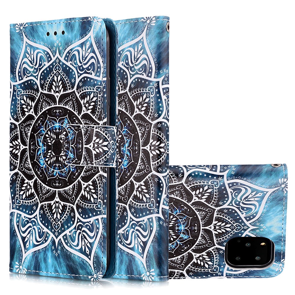 Modèle Impression PU en Cuir Flip Stand Case Pour Iphone 11 Pro Max 6,5 Pouces - Fleur de Mandala