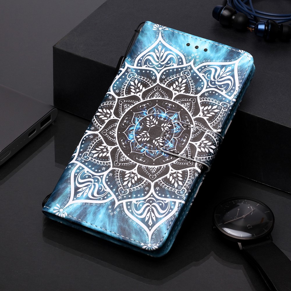 Musterdruck PU Leder Flip Stand Hülle Für Iphone 11 Pro Max 6,5 Zoll - Mandala Blume-7