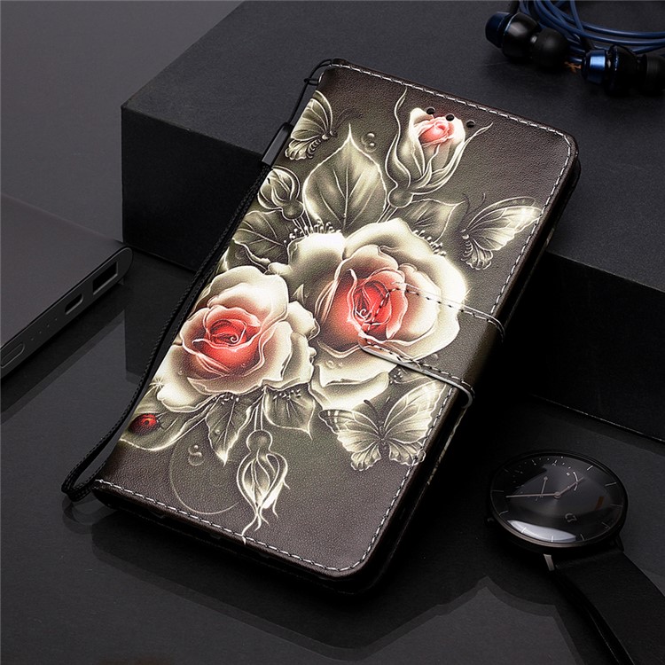 Печатание Картины PU Кожаный Флип Стенд Для Iphone 11 Pro Max 6,5 Дюймов - Цветок-7