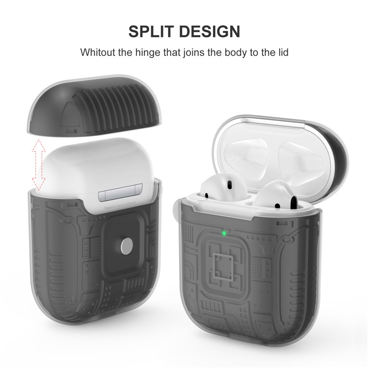 TPU+PC+Acrylic AirPods Case Cover for Apple AirPods with Wireless Charging Case (2019) / AirPods with Charging Case (2019) (2016) - Black-4